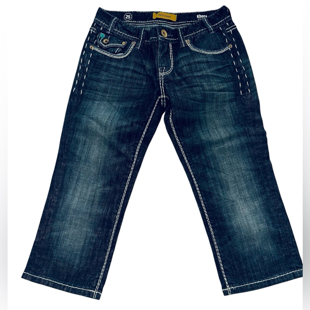 Buckle MEK Dnm Jeans 25 Blue Capri Khora Low Rise Stretch Denim Thick Stitch